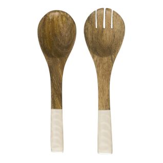 Couverts à Salade En Bois "nerina" 30cm Beige