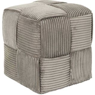 Pouf En Tissu Côtelé Tressé Scott Taupe