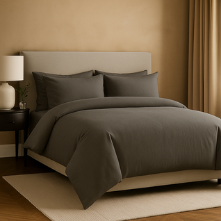 Parure 200/200 Gris Foncé - Drap 140/200 + 2 Taies Oreiller 50/70 Cm