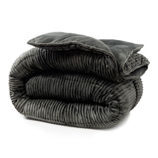 Couette Chaude 240 X 260 Cm Moelleuse- Couette Réversible Coton Club Grise - Tempérée - Microfibre