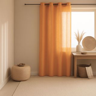 Voilage - Effet Lin Fluide - 140x240 Cm - Jaune Ocre