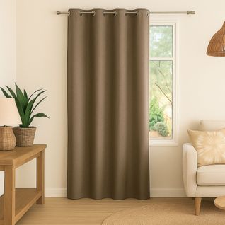 Rideau 100% Occultant - Effet Chiné - 140x180 Cm - Taupe