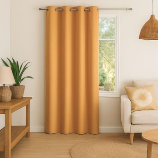 Rideau 100% Occultant - Effet Chiné - 140x180 Cm - Jaune Ocre