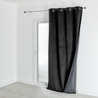 Rideau Isolant Et Occultant En Velours Doublé Polaire - 135x280 Cm - Noir