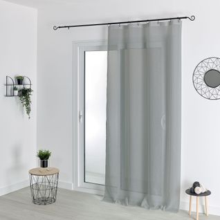 Voilage à Anneaux Noirs Amovibles - 140x240 Cm - Gris
