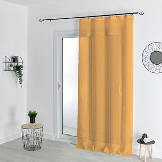 Voilage à Anneaux Noirs Amovibles - 140x240 Cm - Jaune Ocre