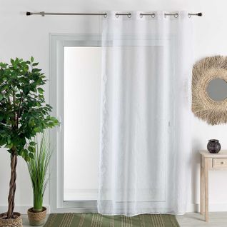 Voilage Tamisant à Rayures Fantaisies - 140x240 Cm - Blanc