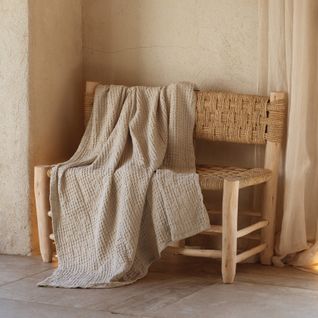 Plaid En Coton Gaufré - 130x180 Cm - Lin