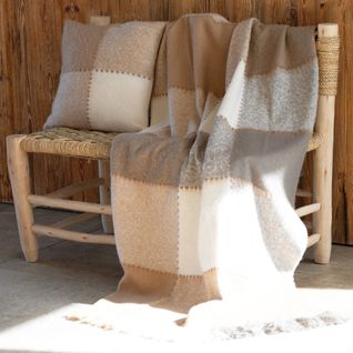 Plaid à Carreaux Aspect Mohair - 130x180 Cm - Beige