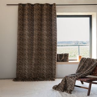 Rideau Imitation Fourrure Léopard - 140x260 Cm - Beige