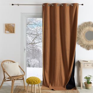 Rideau Thermique Phonique Et Semi Occultant Konfor - 140x180 Cm - Marron Clair