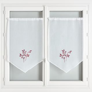 Paire De Voilages Brodées - 45x90 Cm - Bordeaux