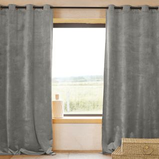 Rideau Ignifugé M1 En Velours Premium - 140x260 Cm - Gris