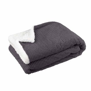 Plaid Doublé En Velours Côtelé - 130 X 150 Cm - Ardoise
