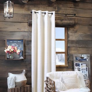 Rideau Cocooning En Imitation Fourrure - 140x260 Cm - Blanc