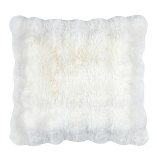 Coussin Déhoussable Imitation Fourrure - 45x45 Cm - Ecru