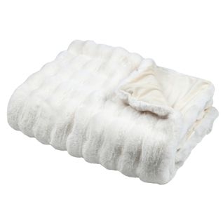 Plaid Fausse Imitation Fourrure Moelleux - 180x220 Cm - Ecru