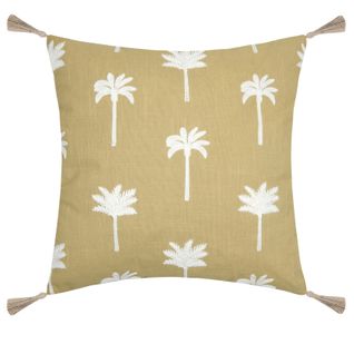 Coussin Avec Motifs Palmier - 40x40 Cm - Jaune Moutarde