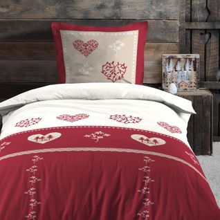 Parure De Lit Style Montagne Chaleureuse - 140x200 Cm - Rouge