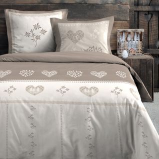 Parure De Lit Style Montagne Chaleureuse - 240x220 Cm - Naturel