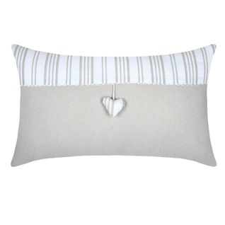 Coussin Décoratif Coeur - 35x60 Cm - Ecru