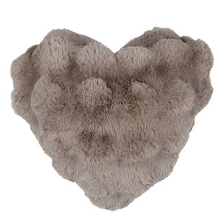 Coussin Décoratif Cœur Imitation Fourrure - 40x45 Cm - Naturel