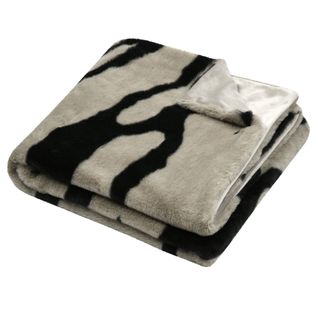 Plaid Doux Imprimé Zébré - 130x160 Cm - Taupe