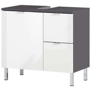 Meuble Sous Lavabo Moderne Maurine Blanc/gris  L 60 Cm