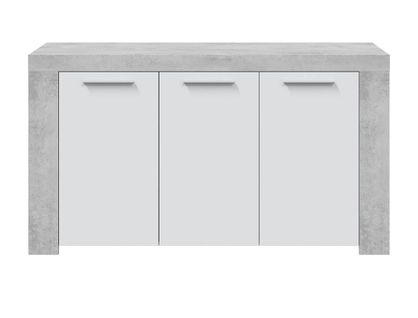 Buffet Avec 3 Portes Coloris Blanc Artik / Ciment En Mélamine - Dim: 80 X 144 X 42 Cm