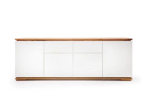 Commode En Chêne Massif Laqué Blanc Mat - L182 X H81 X P40 Cm
