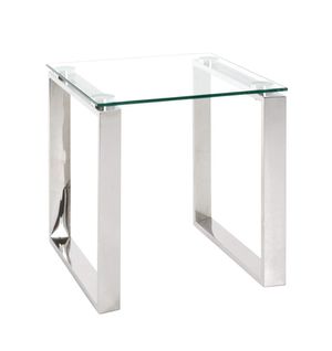 Table D'appoint En Verre Trempé Transparent - 42 X 42 X 45 Cm