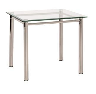 Table D'appoint En Verre Trempé/acier Chromé - 60 X 50 X 53 Cm