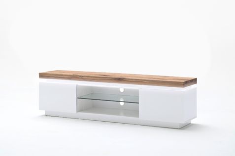 Meuble TV Avec LED Coloris Laqué Blanc Mat - L175 X H40 X P49 Cm