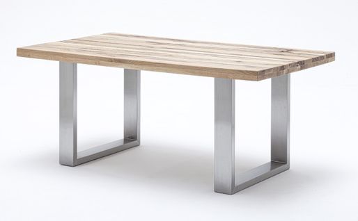 Table à Manger, Table De Repas Coloris Chêne Blanchis , Pieds En Acier Inoxydable