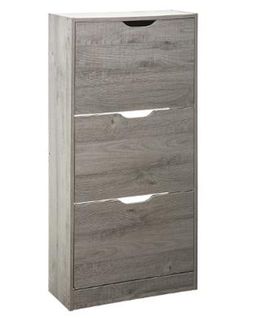 Commode Meuble à Chaussures Coloris Chêne Gris - L.60 X P.24 X H.118 Cm