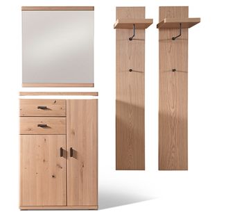 Ensemble D'entrée, 2 Panneaux Muraux, Miroir Et Armoire Coloris Chêne Bianco, Anthracite