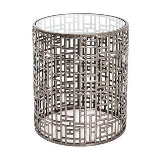 Table D'appoint Coloris Bronze - Antique En Acier - H 45 X Ø 38 Cm