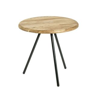 Table D'appoint Coloris Chêne- Noir En Acier - H 40 X Ø 40 Cm