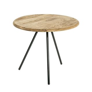 Table D'appoint Coloris Chêne- Noir En Acier - H 43 X Ø 50 Cm