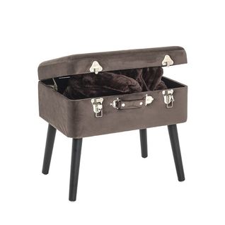 Coffre De Rangement Coloris Taupe En Mdf / Tissu - L 51 X P 37 X H 47 Cm