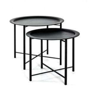 Lot De 2 Tables Coloris Noir - H 44/49 X Ø 52/ 62 Cm