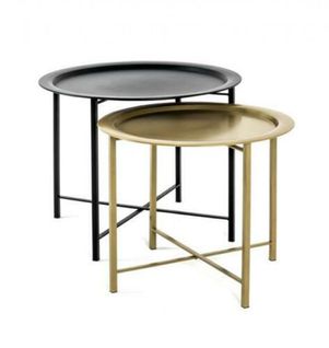 Lot De 2 Tables Basses, Tables De Salon En Métal Coloris Noir, Or