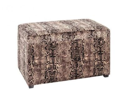 Coffre De Rangement En Mdf Et Tissu Synthétique Motif Snake - L. 65 X H. 42 X P. 40 Cm