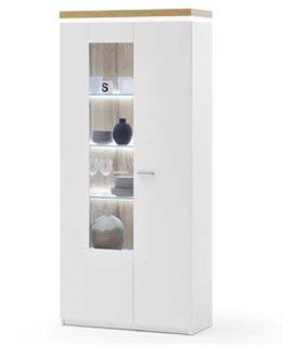 Vitrine / Armoire Coloris Blanc Avec LED - L. 88 X H. 197 X P. 38 Cm