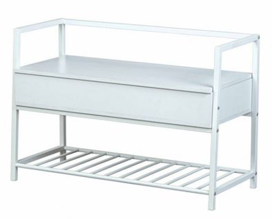 Meuble à Chaussures En Bois Et Métal Colois Blanc - L.90 X H.61 X P.39 Cm
