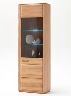 Vitrine Droite Coloris Hêtre Huilé - L. 107 X H. 209 X P. 38 Cm