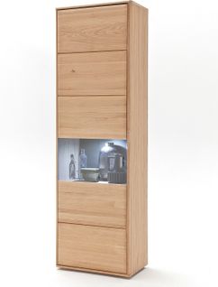 Vitrine Gauche En Chêne Blanchi - L. 64 X H. 206 X P. 39 Cm