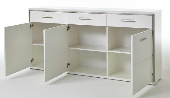 Buffet En Métal Coloris Blanc Brillant - L. 184 X H. 89 X P. 45 Cm