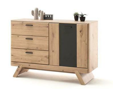 Buffet Coloris Chêne Avec 1 Porte Et 3 Tiroirs - L. 118 X H. 84 X P. 44 Cm