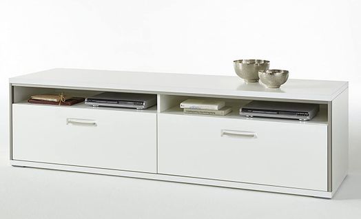 Meuble TV Avec Cadre En Métal Coloris Blanc Brillant - L. 184 X H. 51 X P. 52 Cm